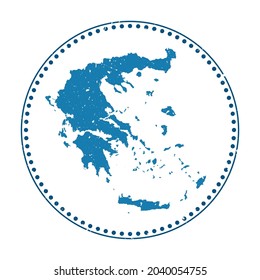 Greece sticker. Travel rubber stamp with map of country, vector illustration. Can be used as insignia, logotype, label, sticker or badge of Greece.