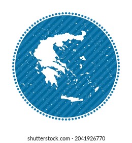 Greece striped retro travel sticker. Badge with a map of the country, vector illustration. Can be used as insignia, logotype, label, sticker, or badge of Greece.