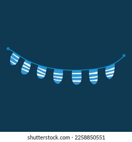 greece stripes color flag hanging oval shape with blue string illustration