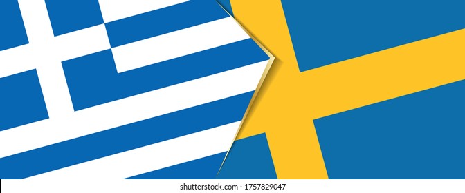 Banderas de Grecia y Suecia, dos banderas vectoriales símbolo de relación o confrontación.
