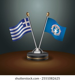 Grécia e sinalizadores de tabela se relacionam com o plano de fundo do gradiente. Ilustração de vetor