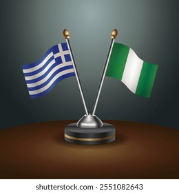 Greece and  table flags relation  with gradient backgrund. Vector Illustration