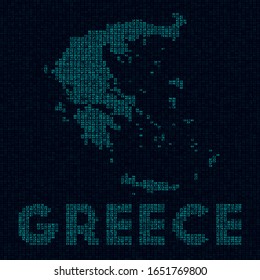 Greece tech map. Country symbol in digital style. Cyber map of Greece with country name. Astonishing vector illustration.