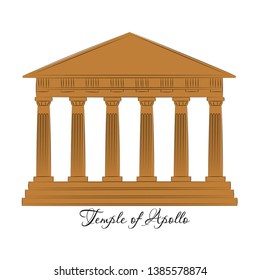 Greece, Temple of Apollo, vector outline illustration, flat icon