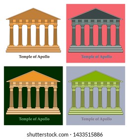 Greece, Temple of Apollo, vector outline illustration, flat icon