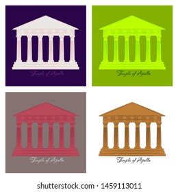 Greece, Temple of Apollo, vector outline illustration, flat icon