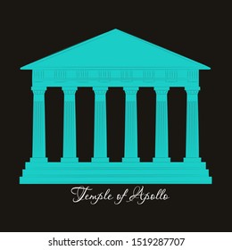 Greece, Temple of Apollo, vector outline illustration, flat icon