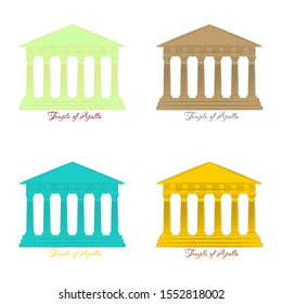 Greece, Temple of Apollo, vector outline illustration, flat icon