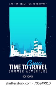 Greece. Time to Travel. Journey, trip and vacation. Vector travel illustration