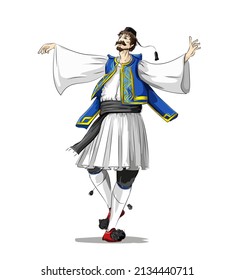 Greece traditional dance, men folk dress.