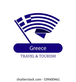Greece The Travel Destination logo - Vector travel company logo design - Country Flag Travel and Tourism concept t shirt graphics - vector illustration
