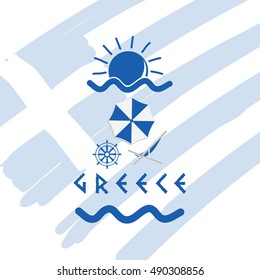 greece travel paradise icon in blue color design illustration