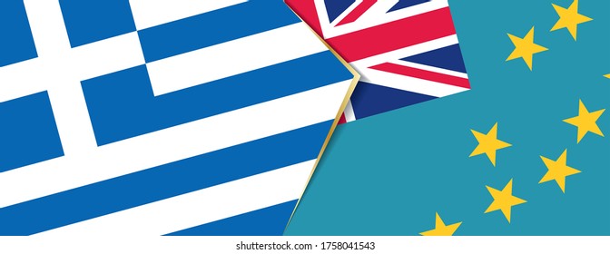 Greece and Tuvalu flags, two vector flags symbol of relationship or confrontation.