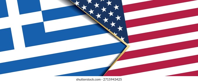 Banderas de Grecia y Estados Unidos se superponen, simbolizando una fuerte alianza histórica y lazos diplomáticos