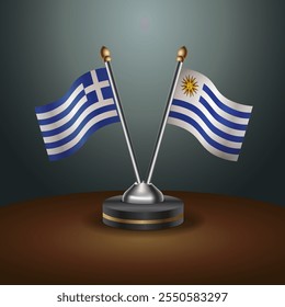 La tabla de Grecia y Uruguay marca la relación con el fondo de gradiente. Ilustración vectorial