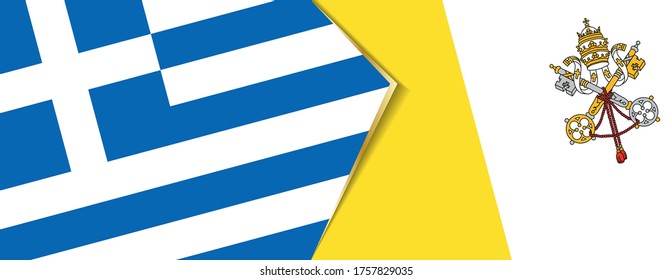 Greece and Vatican City flags, two vector flags symbol of relationship or confrontation.