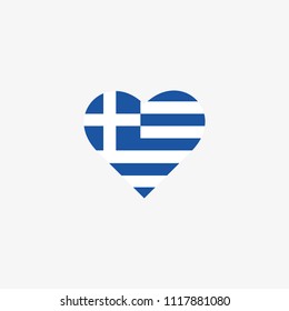 Greece Vector Flag Inside heart shape graphic element Illustration template design
