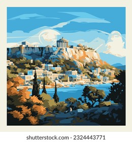 Greece vector illustration wallpaper stamp