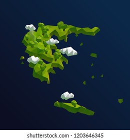 Greece Vector Low Poly 3D Cartoon Map
