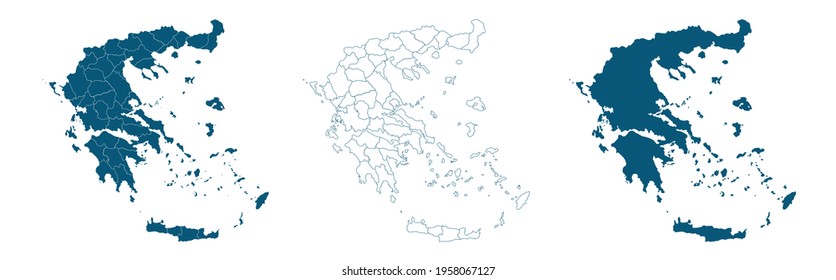 Greece Vector Map Regions Isolated  Vector illustration