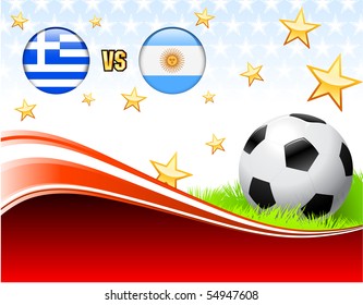 Greece versus Argentina on Abstract Red Background with Stars Original Illustration