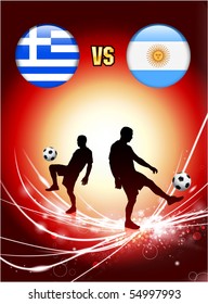 Grecia versus Argentina en Resumen Antecedentes de la Luz Roja Ilustración Original