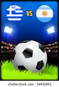Greece versus Argentina on Soccer Stadium Event Background Original Illustration