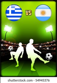 Greece versus Argentina on Stadium Event Background Original Illustration