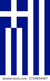 Bandera de Vertical de Grecia en colores oficiales, dimensiones y Relación de aspecto. Bandera de Vector que simboliza el orgullo nacional, la identidad, el patrimonio, el patriotismo y la autoridad