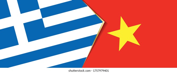 Greece and Vietnam flags, two vector flags symbol of relationship or confrontation.