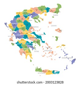 Greece vintage map. High detailed vector map with pastel colors, cities and geographical borders