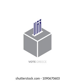 Greece voting concept. National flag and ballot box.