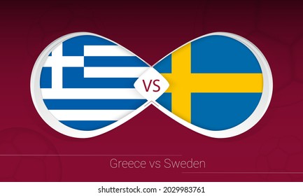 Greece vs Sweden in Football Competition, Group B. Versus icon on Football background. Vector illustration.