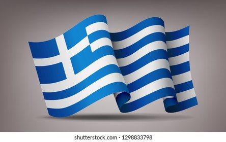 Greece waving flag icon isolated, official symbol of country, blue and white stripes, vector illustration