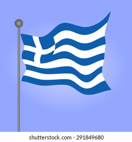 Greece waving flag on mast