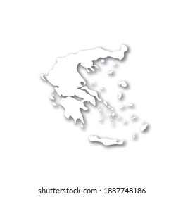 Greece - white 3D silhouette map of country area with dropped shadow on white background. Simple flat vector illustration.