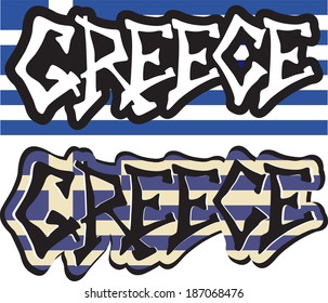 Greece word graffiti different style. Vector illustration.