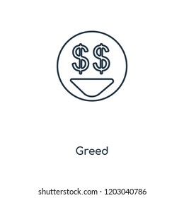 Greed concept line icon. Linear Greed concept outline symbol design. This simple element illustration can be used for web and mobile UI/UX.
