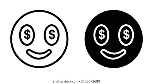 Greed facial expression icon emoji symbol. money greedy face emoticon with dollar sign vector illustration smiley 