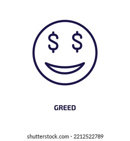 Greed Icon From Cryptocurrency Collection. Thin Linear Greed, Business, Finance Outline Icon Isolated On White Background. Line Vector Greed Sign, Symbol For Web And Mobile