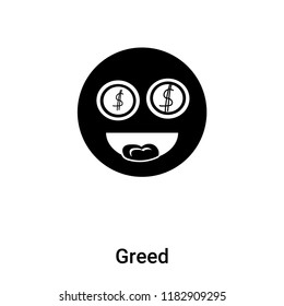 Greed icon vector isolated on white background, logo concept of Greed sign on transparent background, filled black symbol