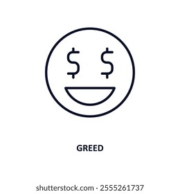 greed outline icon.  Thin line icon from cryptocurrency collection. Editable vector isolated on white background