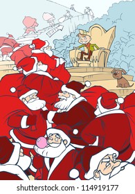 Greedy boy getting presents on Christmas
