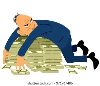 Greedy businessman with a bunch of money
