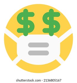 Greedy or dollar eyes emoji wearing the mask