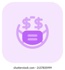 Greedy or dollar eyes emoji wearing the mask