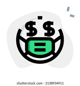 Greedy or dollar eyes emoji wearing the mask