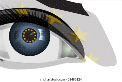 greedy eye with euro sign, background