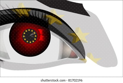 greedy eye with euro sign, background