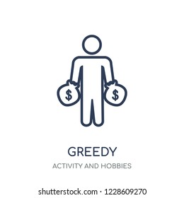 Greedy icon. Greedy linear symbol design from Activity and Hobbies collection. Simple outline element vector illustration on white background.